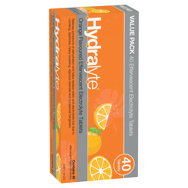 Hydralyte Effervescent Tablets Orange 40s
