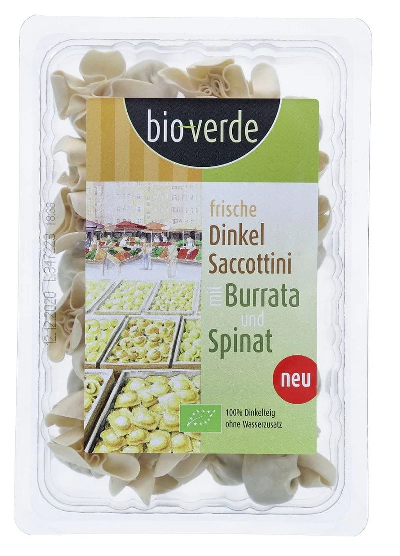 Frische Dinkel-SACCHETTINI MIT BURRATA-KÄSE UND SPRINAK BIO 250 g - BIO VERDE