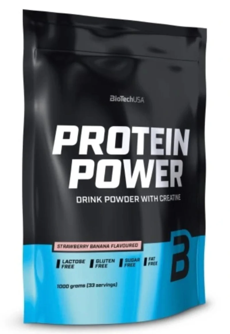 BioTech USA Proteinpulver 1 kg mit Erdbeer- und Bananengeschmack
