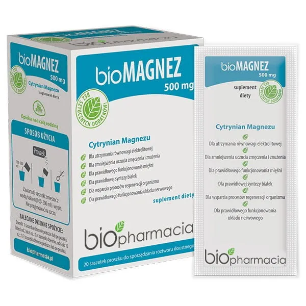 Biopharmacia bioMagnesium 500 mg 20 Portionsbeutel
