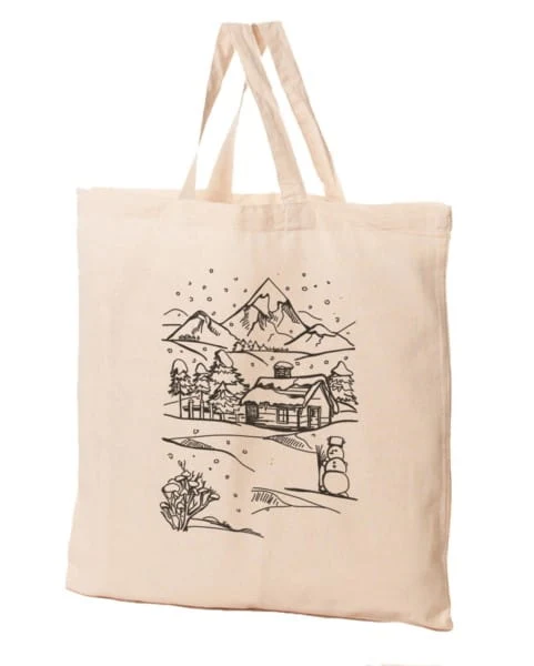 Baumwolltasche Winter House Serie Schwarz