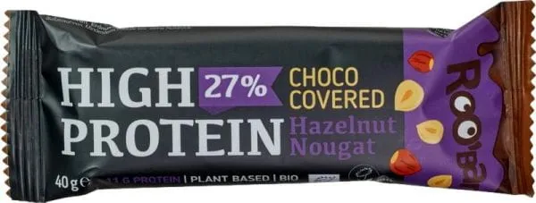Glutenfreier Eiweißriegel mit Haselnüssen in einer Schokoladenglasur BIO 40 g - ROOBAR