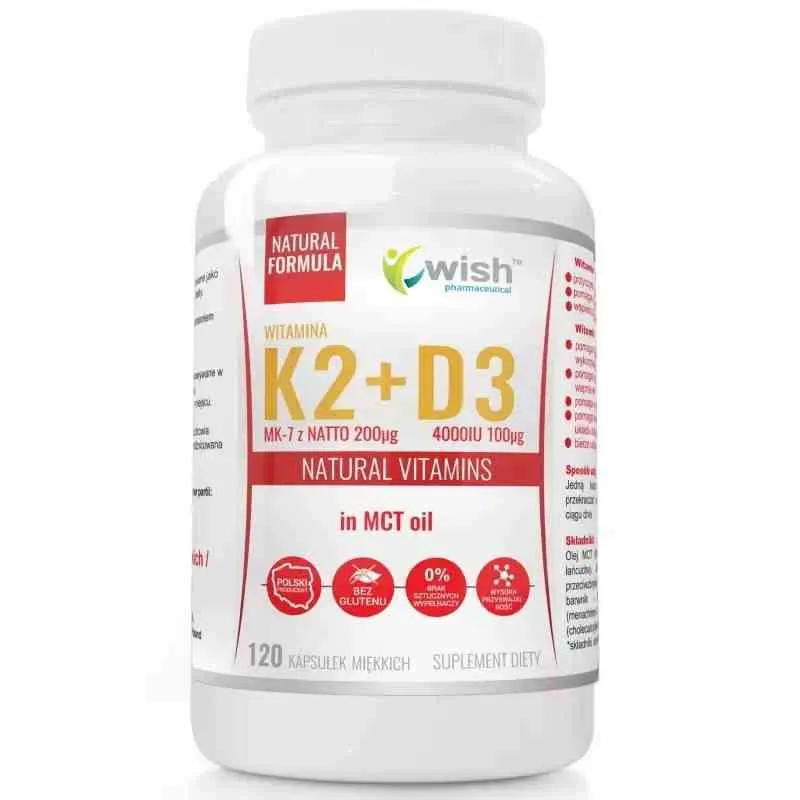 Wish Vitamin K2MK-7 2000µg + D3 100µg 4000IU in MCT Öl 120 Kapseln