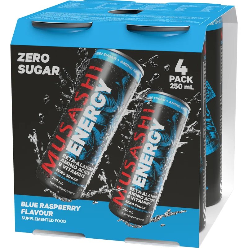 Musashi Energy Drink Blue Raspberry 4x250ml