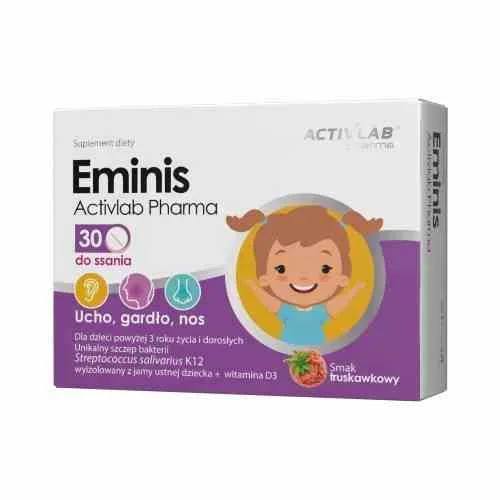 Activlab Eminis Hals-Nasen-Ohren 30 Lutschtabletten mit Erdbeergeschmack