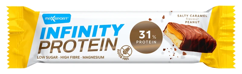 Proteinriegel mit Karamell und Erdnüssen in Milchschokolade glutenfrei 55 g - MAXSPORT