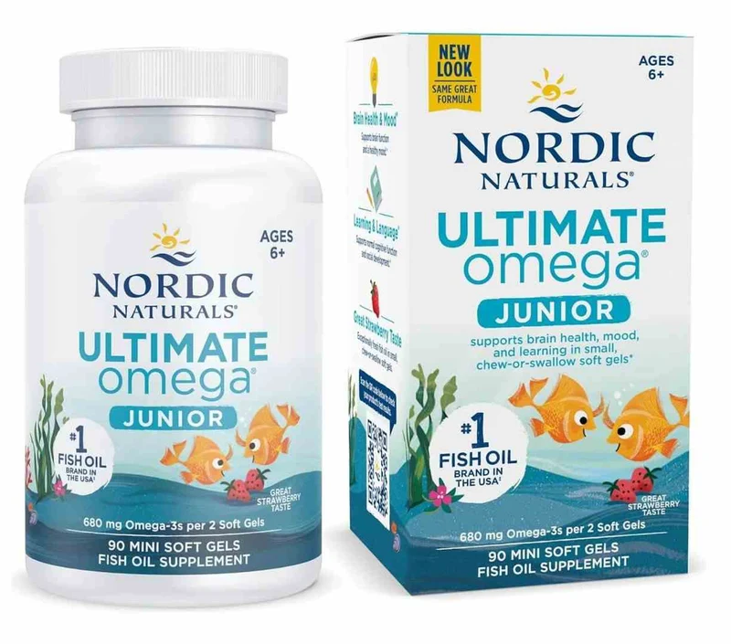 Nordic Naturals Ultimate Omega Fischöl Junior 680 mg 90 Mini-Weichkapseln mit Erdbeergeschmack
