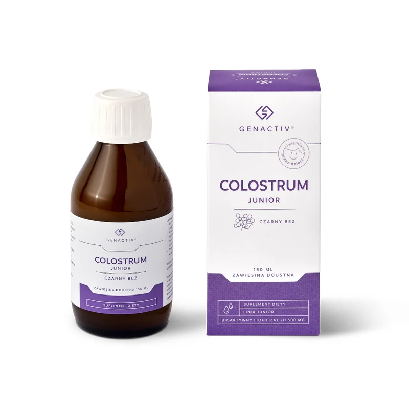 GENACTIV Colostrum Junior Holunderbeere Suspension zum Einnehmen 150ml - bioaktives Lyophilisat 2h 500mg