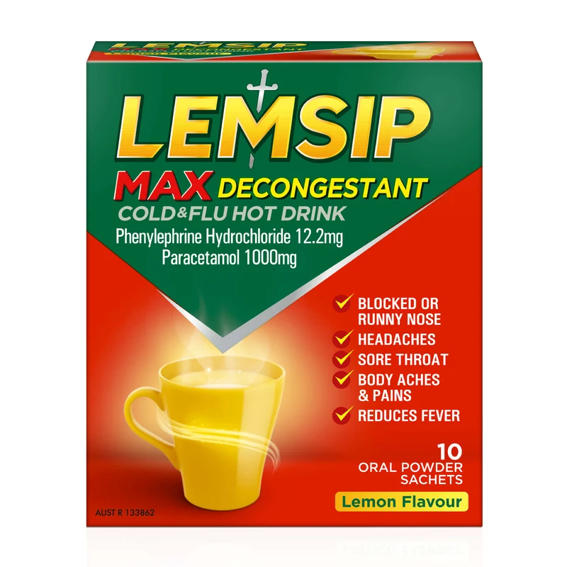 Lemsip Max Decongestant Cold & Flu Hot Drink Lemon 10 Pack