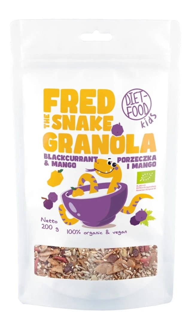 GRANOLA MIT MANGO UND SCHWARZER QUINNUSS BIO 200 g - DIET-NAHRUNGSMITTEL (FRED DIE SCHLANGE)