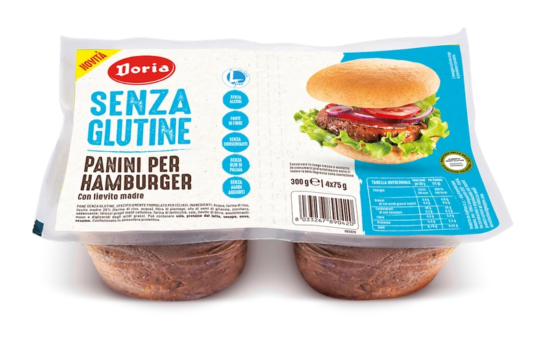 Glutenfreie Hamburger Brötchen (4 x 75 g) 300 g - DORIA
