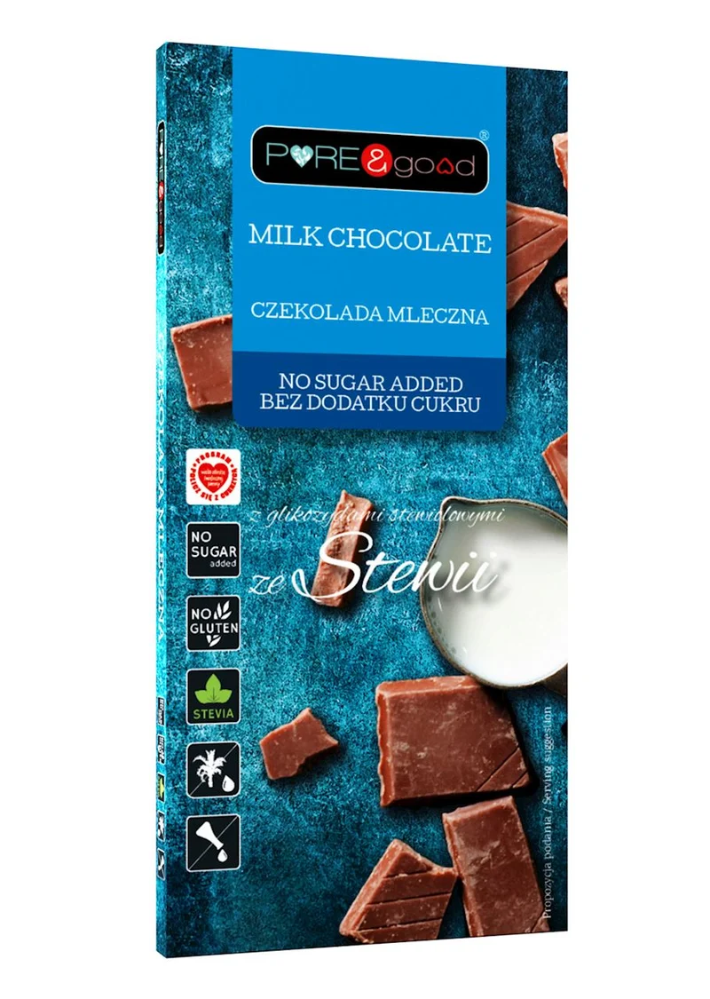 100 g glutenfreie Milchschokolade mit Stevia - PURE&GOOD