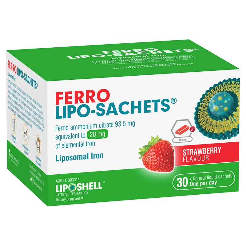 Lipo-Sachets Ferro Strawberry Flavour 30pk