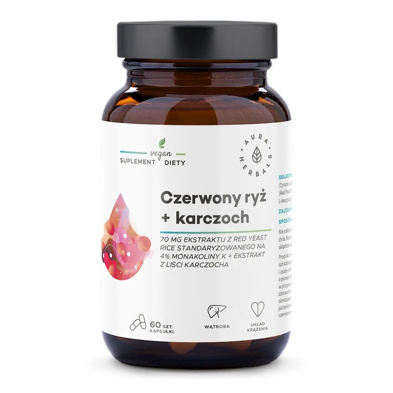 AURA HERBALS Roter Reis + Artischocke 60 Veg.-Kapseln (2,8mg Monacolin)