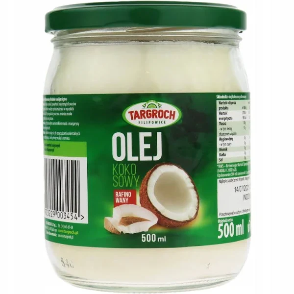 Raffiniertes Kokosnussöl - unparfümiert - Glasgefäß 500 ml Targroch