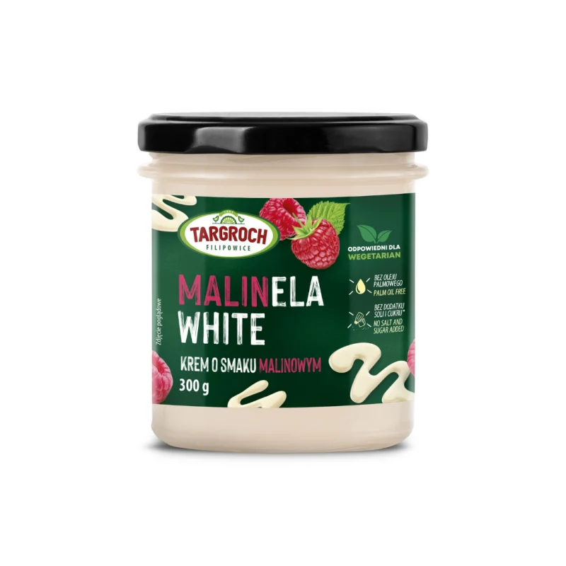 MALINELA WHITE - Sahne mit Himbeergeschmack - Glasbehälter 300 g Targroch