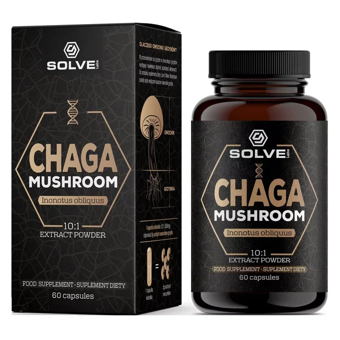 SolveLabs Chaga (subkortikale Glossophore) 10:1 Extrakt 60 Kapseln