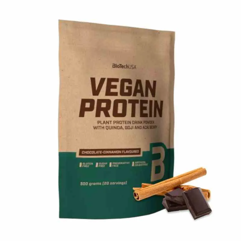 BioTech USA Veganes Protein 500g mit Schokoladen- und Zimtgeschmack
