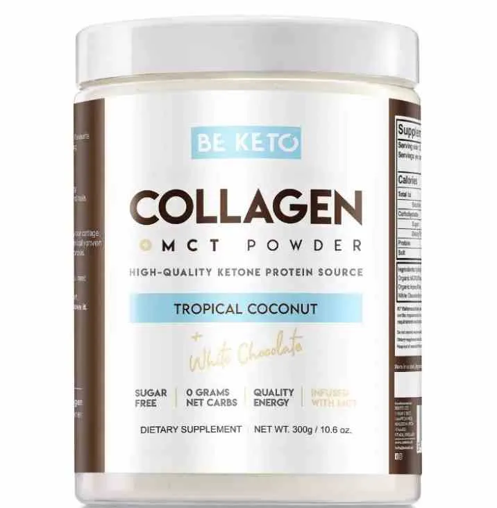 BeKeto Keto Collagen mit MCT-Öl in Kokosnuss- und weißem Schokoladengeschmack 300g