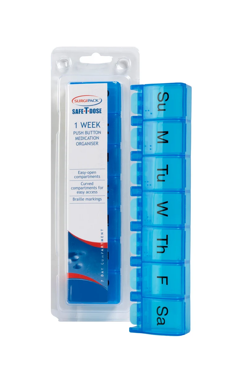 Surgipack 1 Week Push Button Medication Organiser Asst Colours