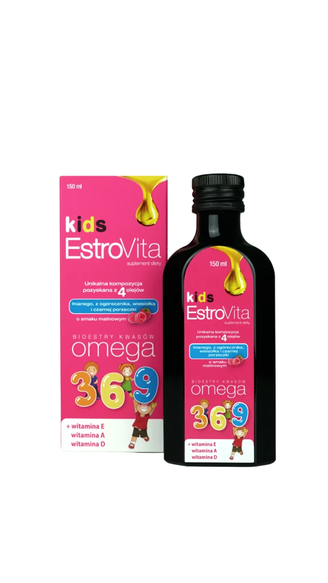 EstroVita Kids Omega 3-6-9 für Kinder 150 ml Himbeergeschmack
