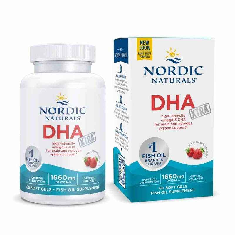 Nordic Naturals DHA XTRA 1660mg Omega-3 60 Weichkapseln mit Erdbeergeschmack