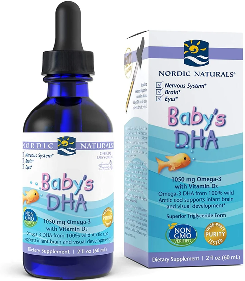 Nordic Naturals Baby's DHA 1050mg - Omega 3 für Kinder mit Vitamin D3 Tropfen 60ml