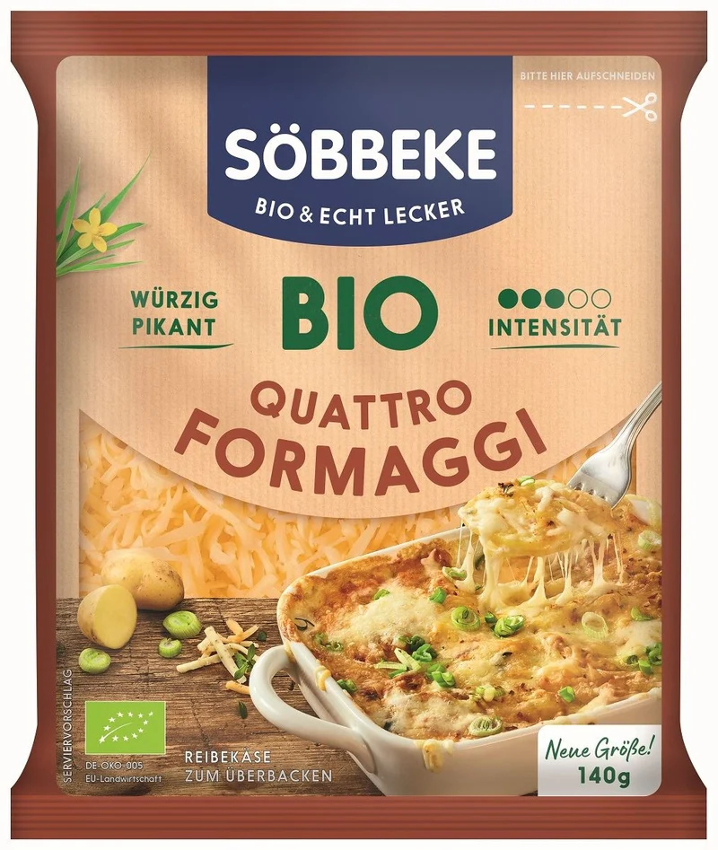 Vier geriebene Käsemischung BIO 140 g - SOBBEKE