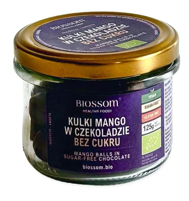 ZUCKERFREIE SCHOKOLADE-MANGO-KUGELN BIO 125 g - BIOSSOM