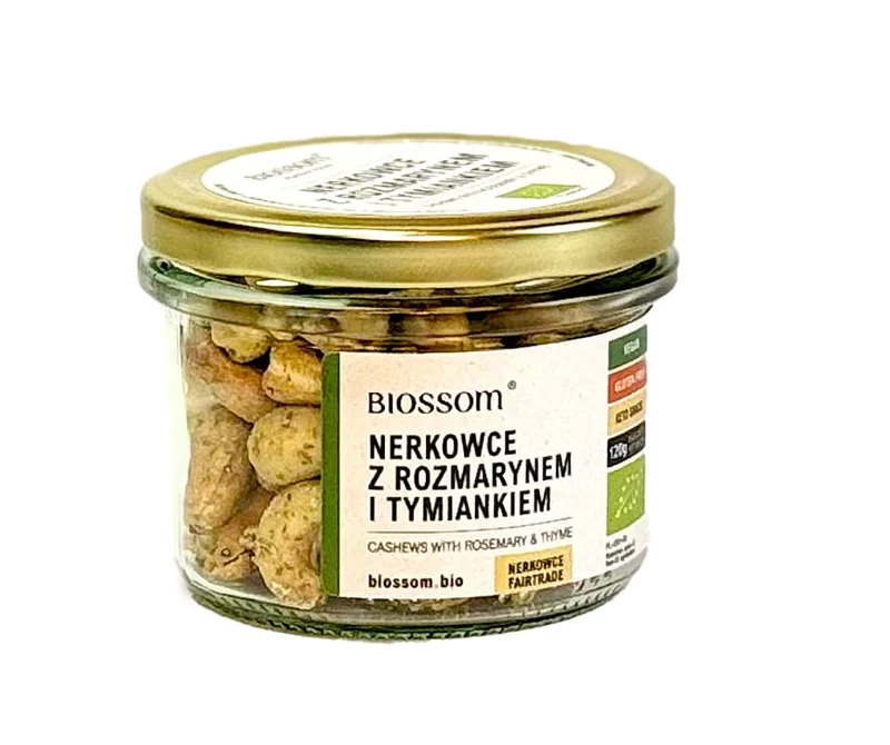 Glutenfreie Cashewnüsse mit Rosmarin und Thymian BIO 120 g - BIOSSOM