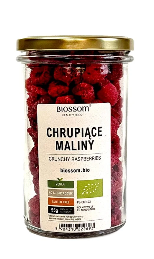 Glutenfreie gefriergetrocknete Himbeeren BIO 55 g - BIOSSOM