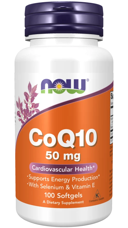 NOW FOODS CoQ10 50 mg - Coenzym Q10 50 mg mit Vitamin E + Selen (100 Kapseln).