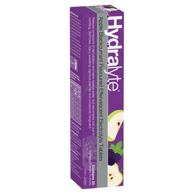 Hydralyte Effervescent Electrolyte Tablets Apple & Blackcurrant 20s