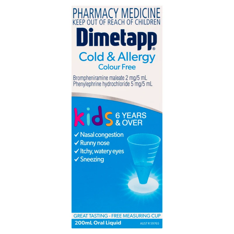Dimetapp Cold and Allergy Kids Colour Free 200ml