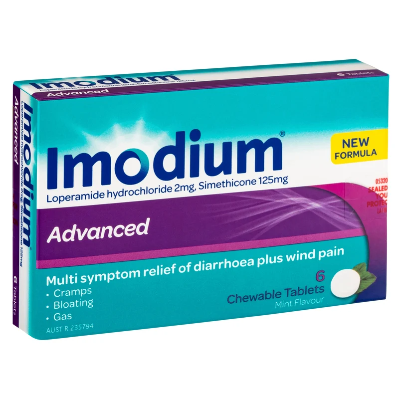 Imodium Advanced Diarrhoea Plus Wind Pain Chewable Tablets Mint Flavour 6 Pack