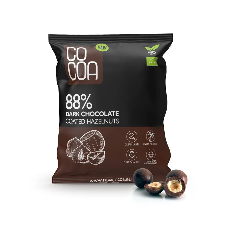 Haselnüsse in dunkler Schokolade 88% BIO 70 g - COCOA