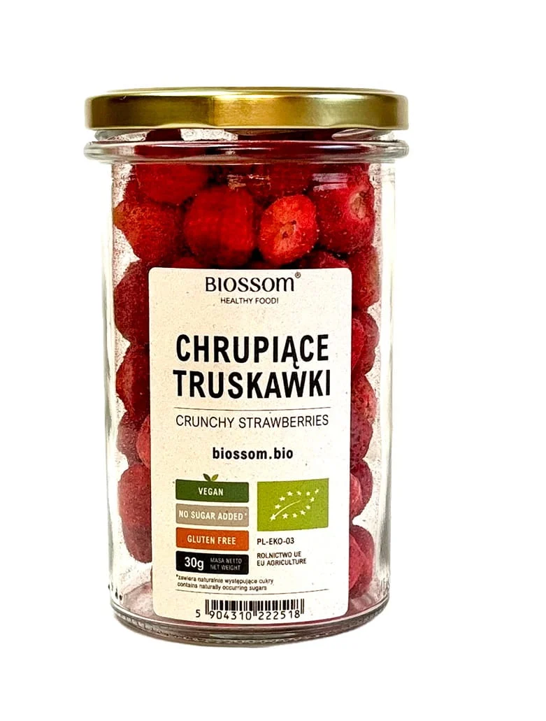 Glutenfreie gefriergetrocknete Erdbeeren BIO 30 g - BIOSSOM