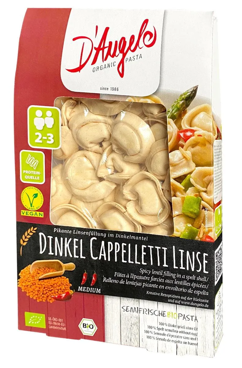 Dinkel-CAPPELLETTI mit BIO-Soße 250 g - D`ANGELO