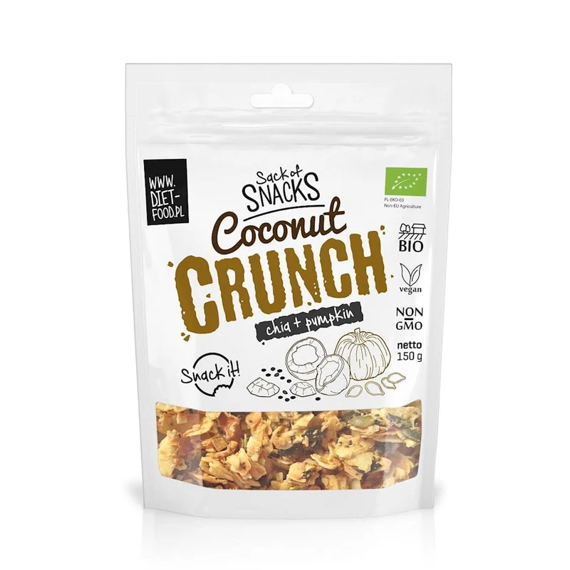 CRUNCHES MIT KOKONUS, KICHA UND DÄNEMARK BIO 150 g - DIET-NAHRUNG