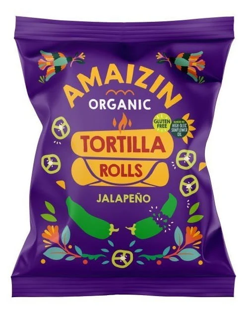 Glutenfreie TORTILLA CHIPS BIO mit Jalapeño-Geschmack 100 g - AMAIZIN