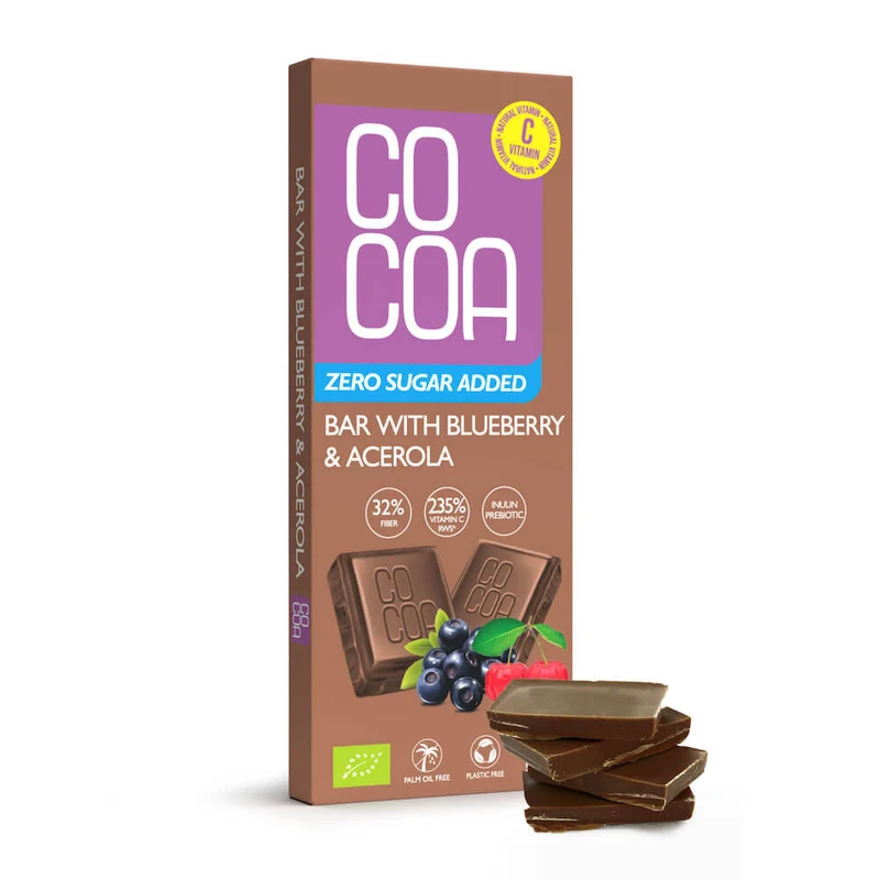 BERRYBERRY CHOCOLATE MIT VITAMIN C MIT ACEROLE OHNE ZUCKERZUSATZ BIO 40 g - COCOA