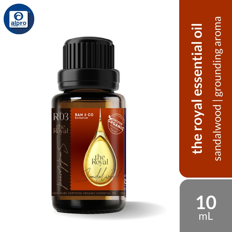 Bam & Co. Royal Sandalwood Organic Essential Oil 10mL | Smooth Woody Oil & Grounding Aroma