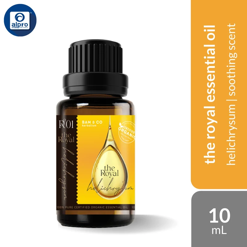 Bam & Co. Royal Helichrysum Organic Essential Oil 10mL | Rare Herbaceous Oil & Soothing Scent