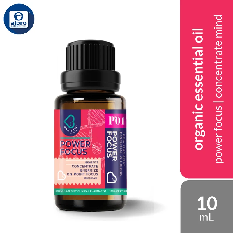 Bam & Co. Power Focus Essential Oil 10mL | Concentrate & Energize Mind