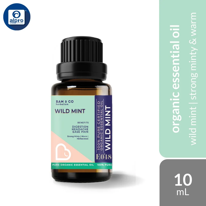 Bam & Co. Wild Mint Organic Essential Oil 10mL | Strong Minty & Warm