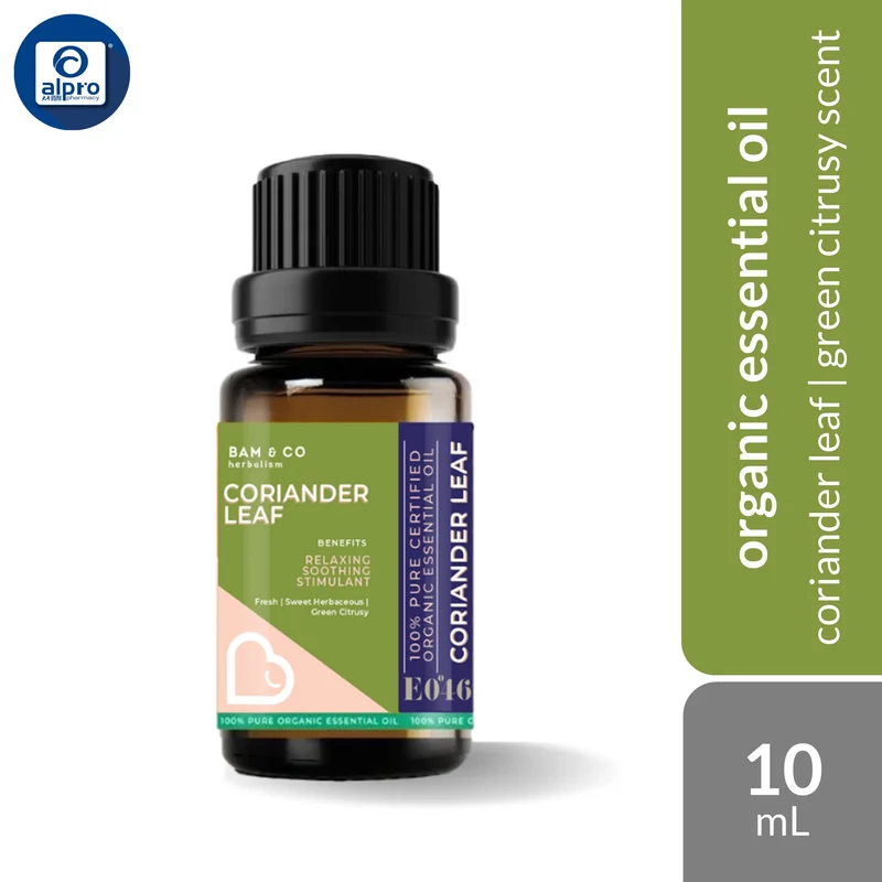 Bam & Co. Coriander Organic Essential Oil 10mL | Green Citrusy Scent