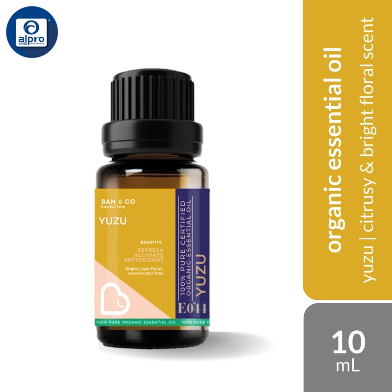 Bam & Co. Yuzu Organic Essential Oil 10mL | Citrusy & Bright Floral Scent