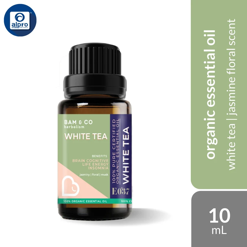 Bam & Co. White Tea Organic Essential Oil 10mL | Jasmine Floral Scent