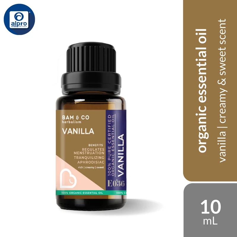 Bam & Co. Vanilla Organic Essential Oil 10mL | Creamy & Sweet Scent