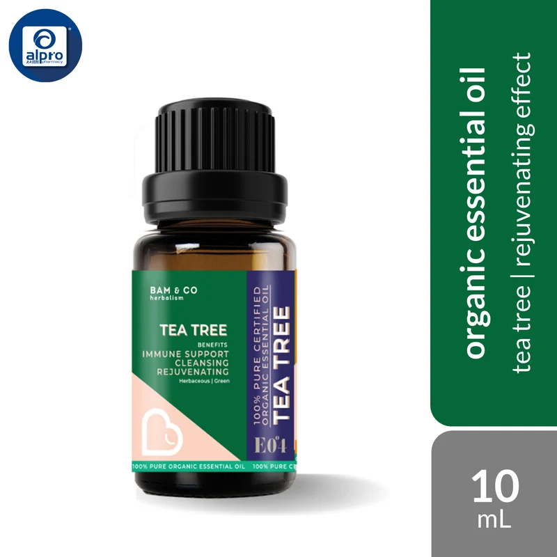 Bam & Co. Tea Tree Organic Essential Oil 10mL | Rejuvenating & Cleansing Effect